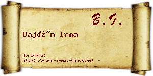 Baján Irma névjegykártya